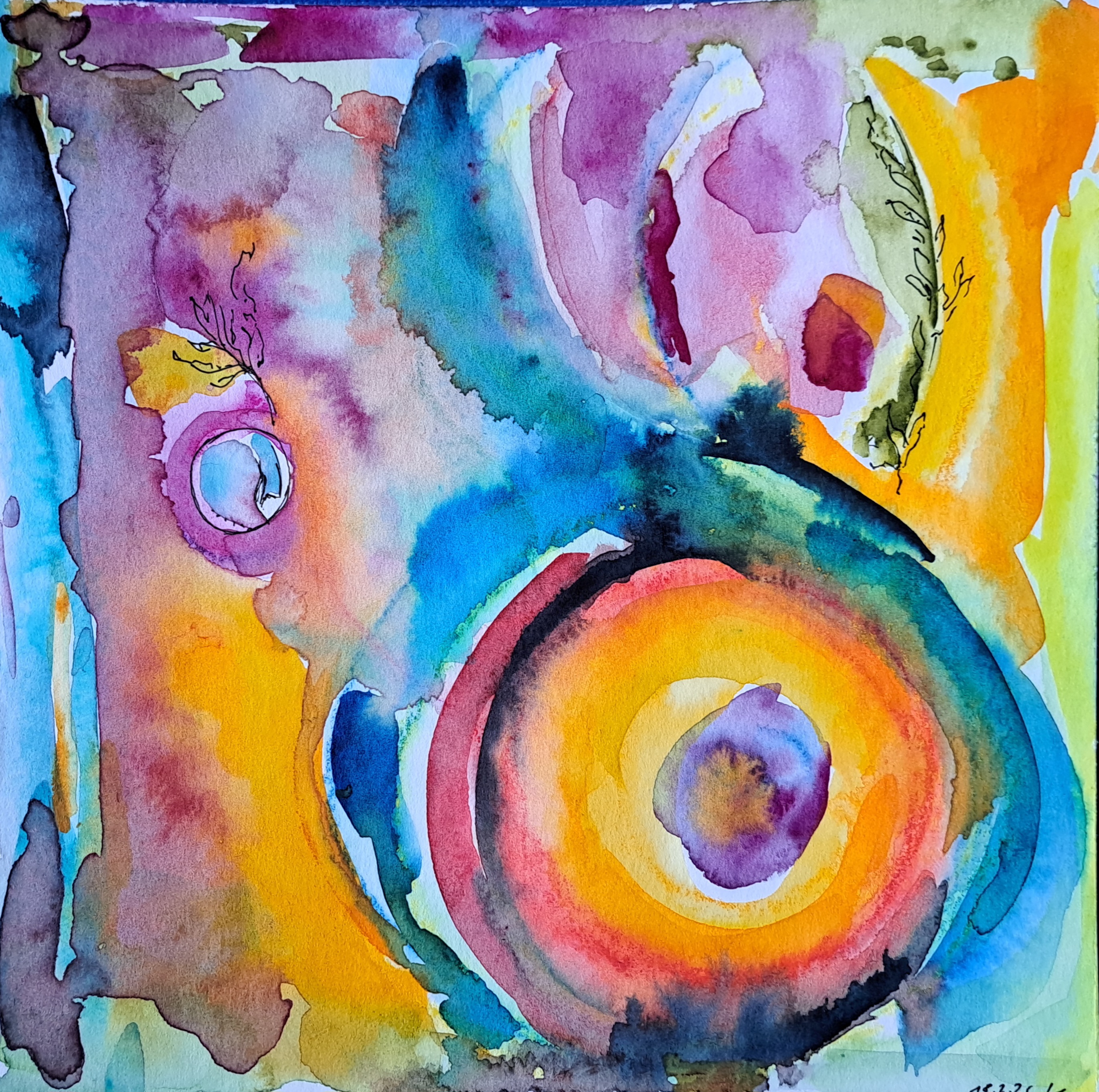 Farbenfrohes Klangbild auf Papier von Franziska Hartwig